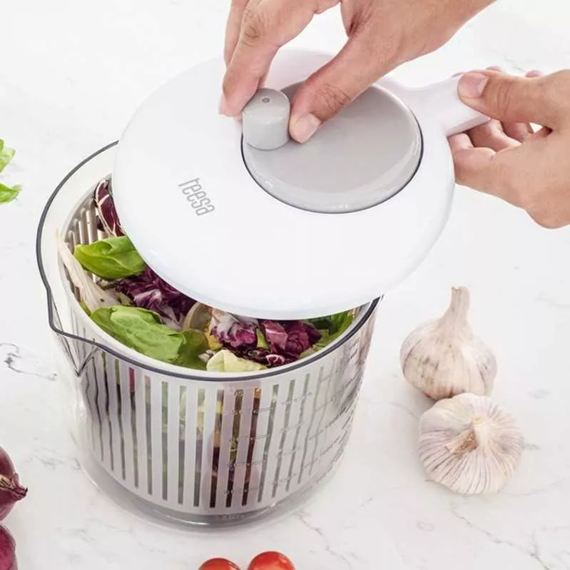 Centrifuga Per Lattuga Teesa 2,5 Litri | In Polipropilene Bianco | Per Insalata E Verdura