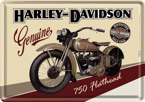 Targa Decorativa In Metallo HARLEY DAVIDSON MOTORCYCLES - 30 X 40 Cm