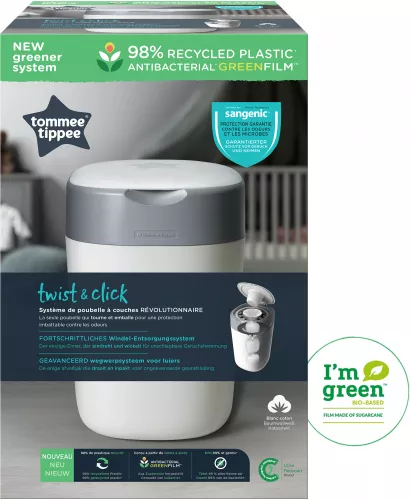 Pachet Cos pentru scutece Rezerve Tommee Tippee Sangenic Twist and  Click Reciclabil Alb Gri