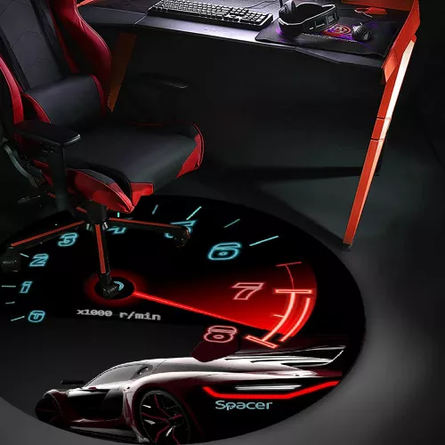 Covor pentru scaun gaming Spacer SPFP-SPEED-120 protecție parchet cauciuc și material textil 1200 x 3mm rotund — imaginea 4