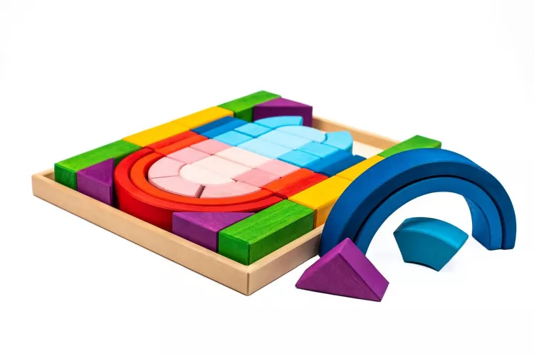 Set de joaca handmade cuburi din lemn 44 piese BRB_MCA0120 - cel.ro