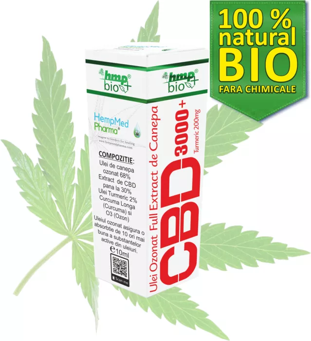 Ulei Ozonat Full Extract de Canepa CBD 3000 mg Turmeric 200 mg 10