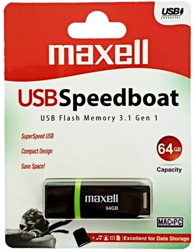 Memorie USB 3.1 Maxell 64 GB Speedboat cu capac neagra