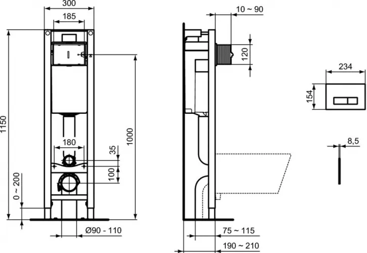 Amortisseurs à Fermeture Douce Ideal Standard EV28267 - Pour Abattant WC - Pièce De Rechange Origine