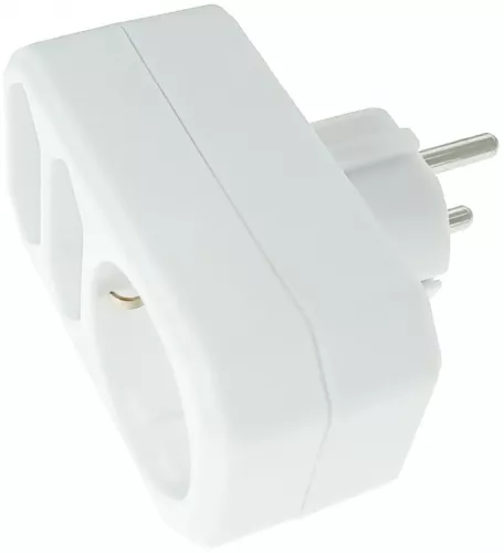 Triplu stecher priza retea cu 1xSchuko si 2xEuro 21904 3680W 250V 16A alb