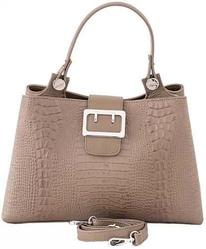 Geanta dama din piele naturala cu imprimeu croco bej P170C P170C
