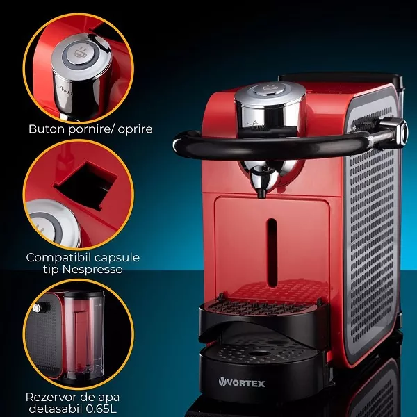 Espressor cu capsule Vortex VO4024 1145 W 0.65 l Compatibil capsule ...