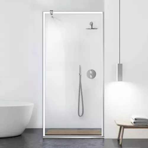 Paravan dus walk-in Aqua Class INOX model Frame alb 70x195 cm sticla ...