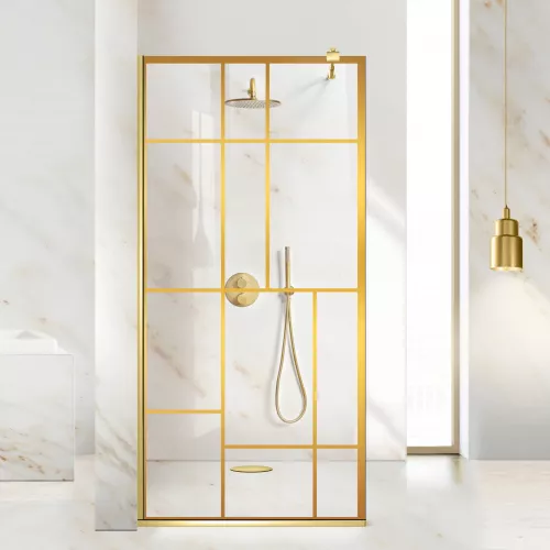 Paravan dus walk-in Aqua Roy Gold model Urban auriu 90x195 cm sticla 8 ...