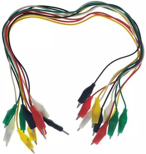 Cabluri cu cleme de testare electrice 5 culori lungime 48cm set 10 bucati