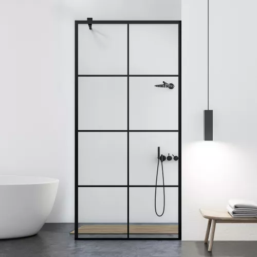 Paravan dus walk-in Aqua Class Black model Mode negru 60x195 cm sticla ...