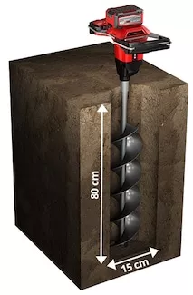 Burghiu fara fir tip freza Einhell Power-X-Change GE-EA 18150 Li BL-Solo diametru freza 150 mm 18V lungime 800 mm
