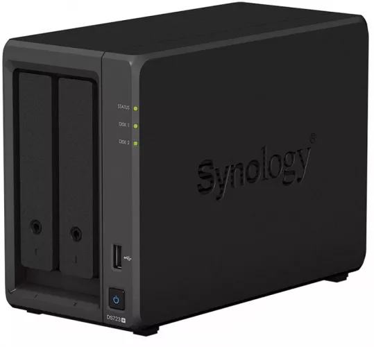 NAS Synology DS723+ AMD Ryzen R1600 2.6GHz, 2-Bay SATA, 2GB DDR4, 2 x M.2 NVMe, 2 x RJ-45 1GbE, 1 x USB3.2