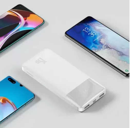 Baterie externa Baseus Bipow Digital Display Power Bank 10000mAh 15W Power Delivery USB USB-C Alb