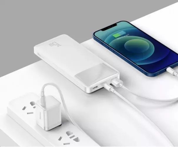 Baterie externa Baseus Bipow Digital Display Power Bank 10000mAh 15W Power Delivery USB USB-C Alb