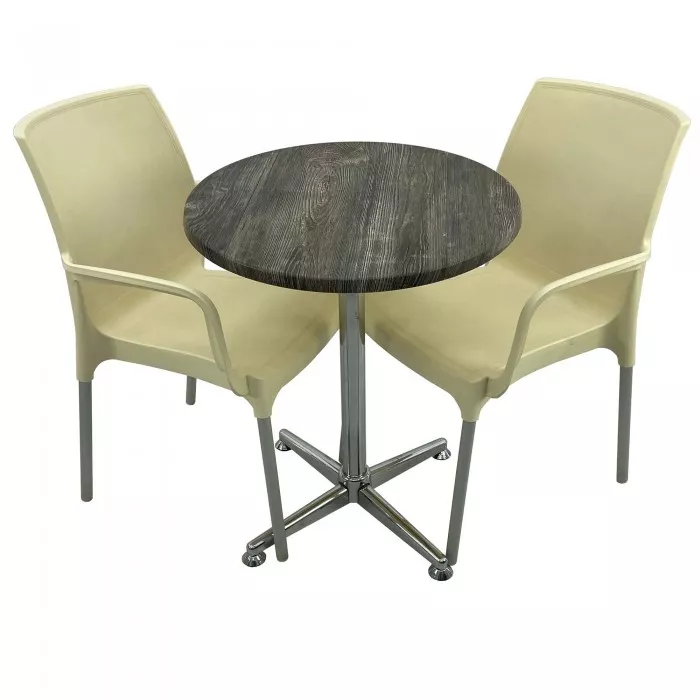 Set bistro de exterior masa rotunda 60cm Raki Olp Pine blat werzalit si ...