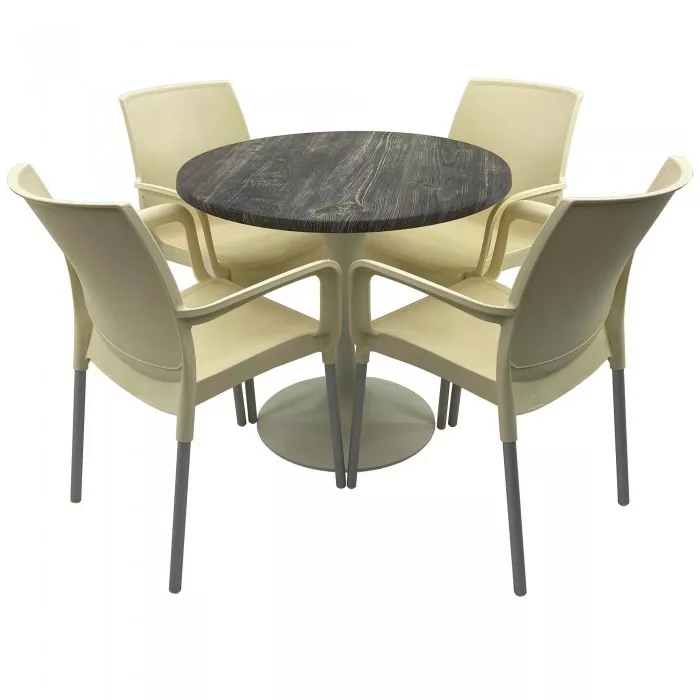 Set bistro de exterior masa rotunda 80cm Raki Olp Pine blat werzalit si ...