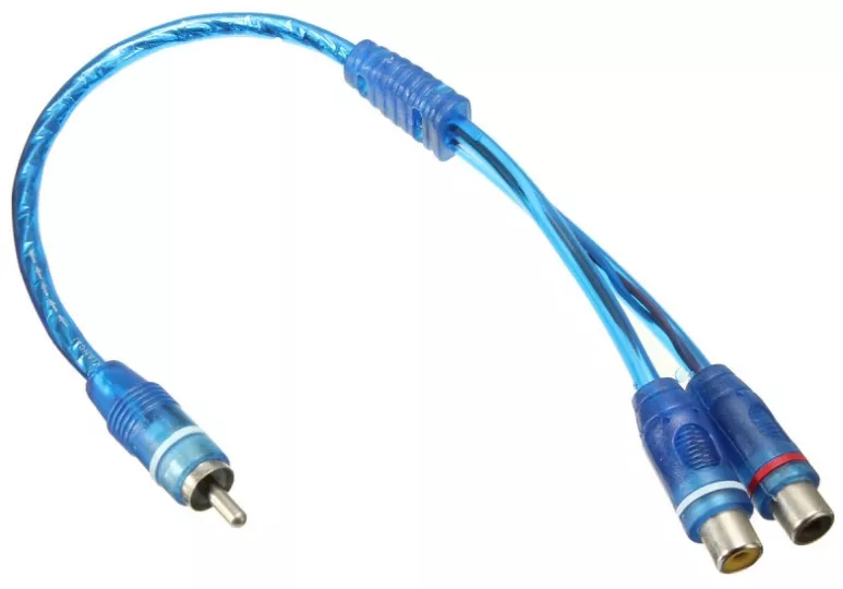 Cablu de conectare 1 x RCA tata la 2 x RCA mama 15 cm
