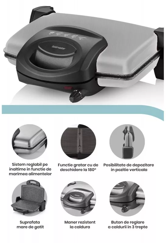 Gratar electric Goldmaster Gurmex GM-7449R 1750W 5 trepte putere GM-7449R