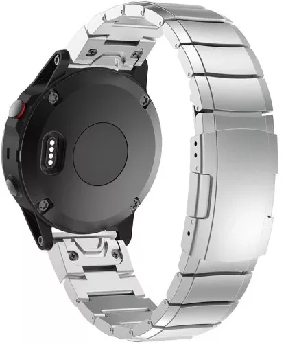 Curea ceas Smartwatch Garmin Fenix 7X 6X 5X Plus 5X 3 HR 3 26 mm Otel inoxidabil iUni Silver Link Bracelet iuni2305