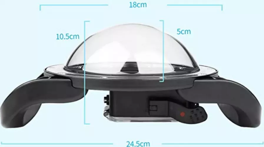 GEPULY Dome Port per GoPro Hero 8 Nero, Dome Port Lens con custodia impermeabile, Trigger, impugnatura galleggiante, filtro rosso commutabile integrato e 10x filtro macro