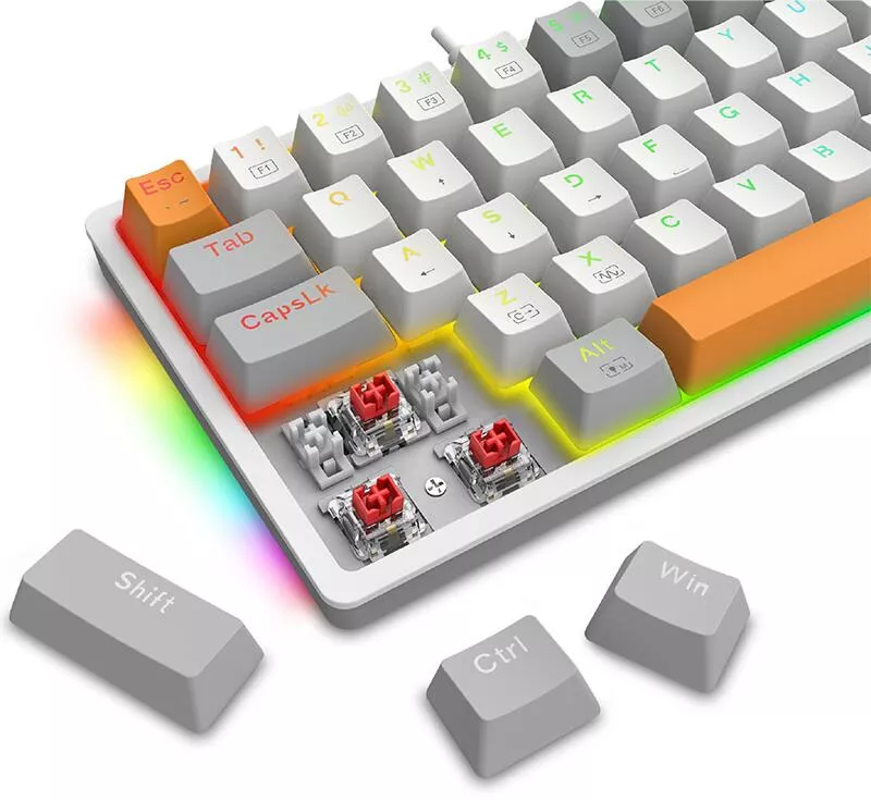 Silver White Rgb Tastatura Gaming Redragon Akali Grey RGB Red Switch Mecanica