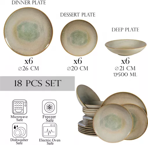 Set Complet Serviciu De Masa Shell 18 piese Cesiro Crem deschis cu ...