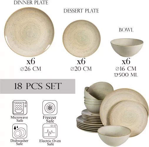Set Complet Serviciu De Masa Shell 18 piese Cesiro Crem deschis lucios ...
