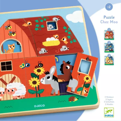 Puzzle straturi Djeco - Animale de la ferma — imaginea 3