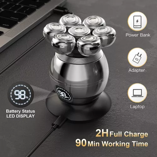 Aparat de ras electric 7D cu cap rotativ 6 in 1 rezistent la apa umed ...