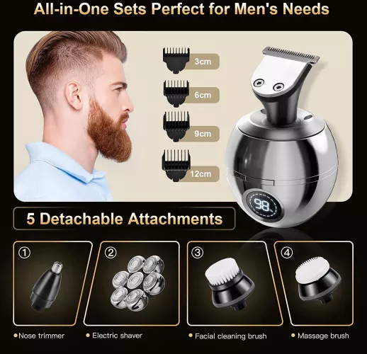 Aparat de ras electric 7D cu cap rotativ 6 in 1 rezistent la apa umed ...