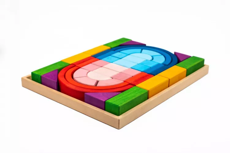 Set de joaca handmade cuburi din lemn 44 piese BRB_MCA0120 - cel.ro