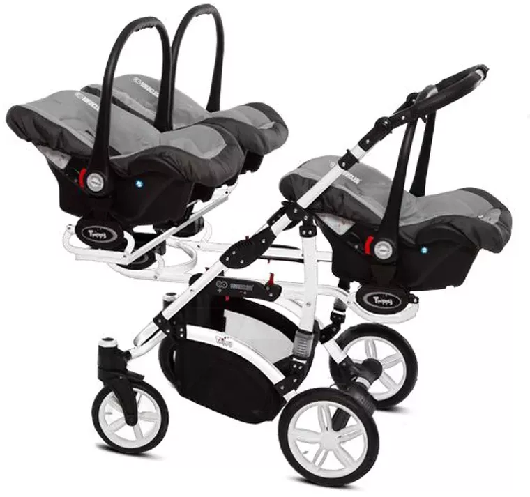 Carucior in pentru tripleti BabyActive Trippy TWN-03G Gri TWN-03G