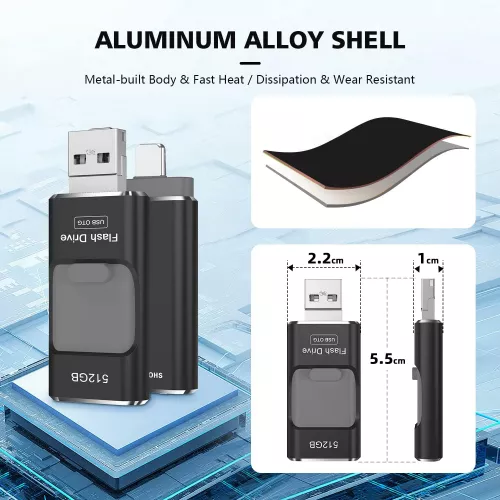 Micro Ios Port Memorie USB 512 GB 4 in 1 cu port iOS lightning USB-C Micro USB USB 3.0 ...