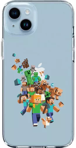 Husa iPhone 14 Plus Silicon Transparenta Model Minecraft Characters
