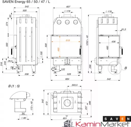 Saven SAVEN Energy Focar sticla - 85x50x47L Laterala stanga guk8_263305246 ...