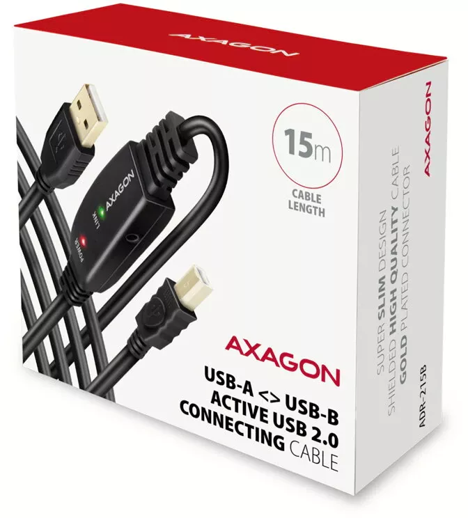 Cablu Axagon ADR-215B prelungitor 15m activ USB-A USB-B negru — imaginea 4