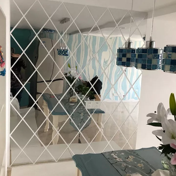 Set 58 Oglinzi Acrilice din PVC in forma de Romb Autoadezive pentru ...