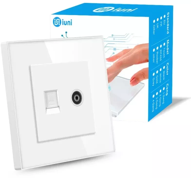 Priza TV + Internet RJ45 Cat6 Rama sticla securizata iUni TDS uz1t ...