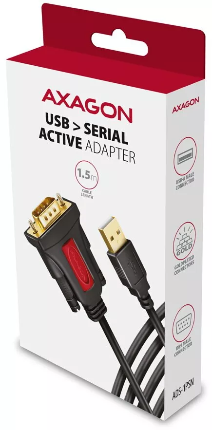 Cablu adaptor Axagon ADS-1PSN USB - serial RS-232 chipset Prolific PL2303GT 1.5m negru — imaginea 5
