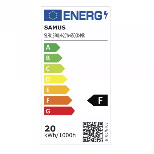 Proiector LED cu senzor de mișcare Samus SLPR1870LM-20W-6500K-PIR 20 W 1870 LM Temperatura de culoare 6500K Clasa energetică E Durata de — imaginea 5
