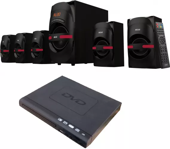 Boxe Audio Akai 5. Woofer Activ + Dvd Player Usb Telecomanda Negru