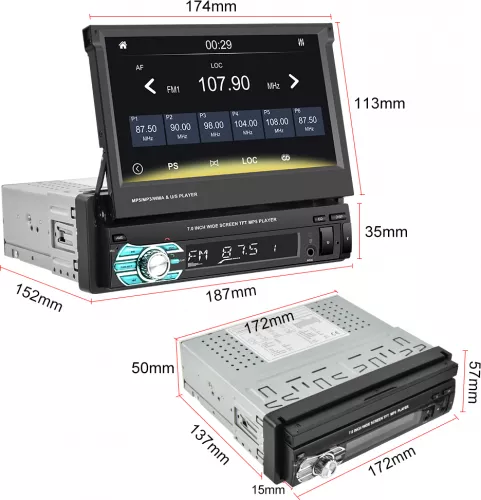 MP5 Player CTC703A cu Android BT FM USB harti retractabil AUTO8251 - cel.ro