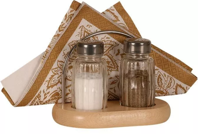 Set recipiente depozitare condimente 3 piese cu suport servetele PRACTIC President Line