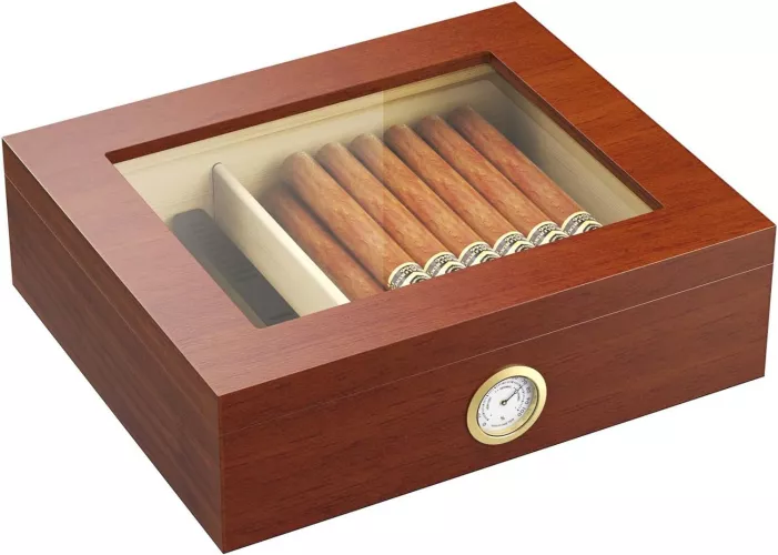 Humidor trabucuri din lemn de cedru Luxofia umidificator hygrometru incluse
