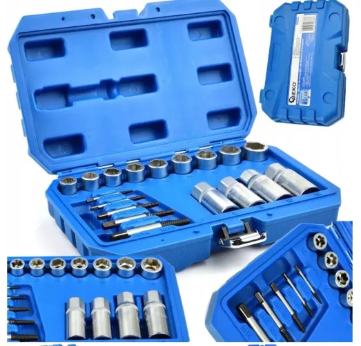 Set complet extractoare suruburi deteriorate rupte piulite rotunjite 17 ...