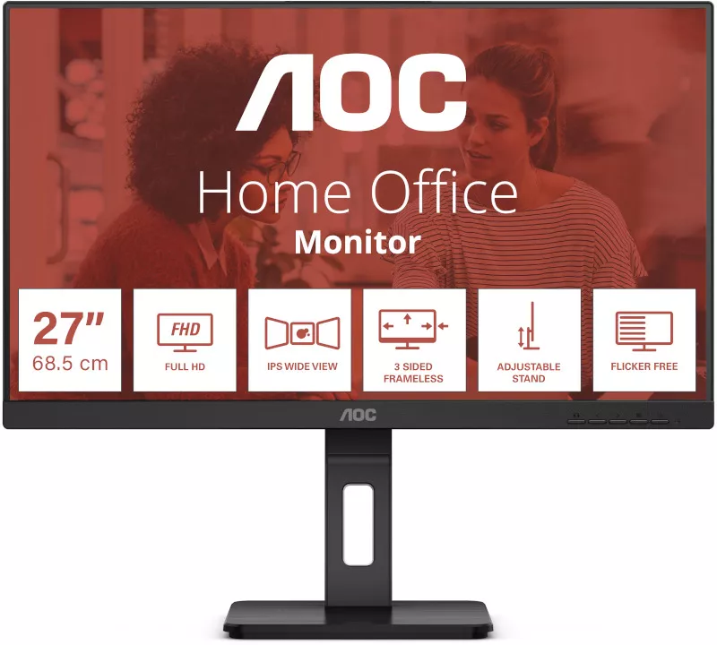LED 27" IPS AOC, Full HD, VGA, HDMI, DisplayPort, Boxe, Pivot negru