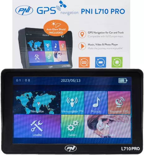 Sistem de navigatie GPS PNI L807, diagonala 7 inch, 8 GB, 800 Mhz, 256