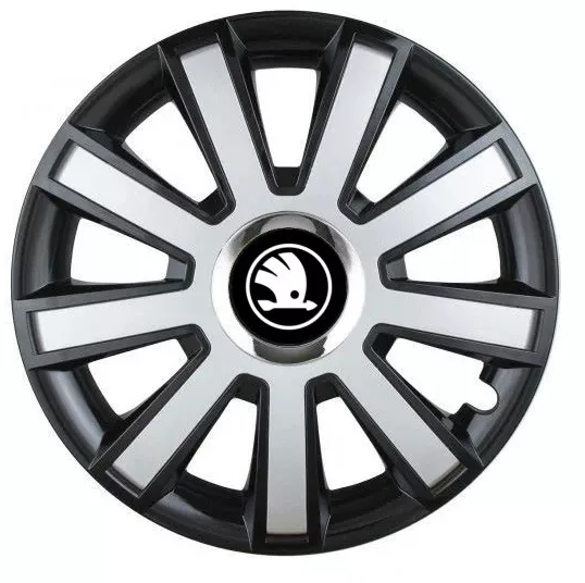 Set 4 Capace Roti pentru Skoda Nou Alb-Negru model Flash Mix R16 SKODA ...