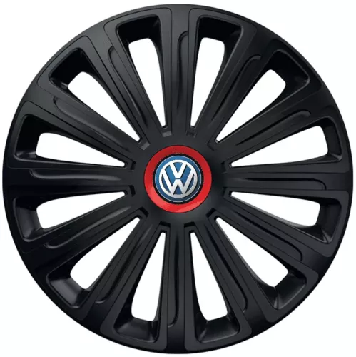 Set 4 Capace Roti pentru Volkswagen model Trend Black Cu Inel Rosu R15 ...